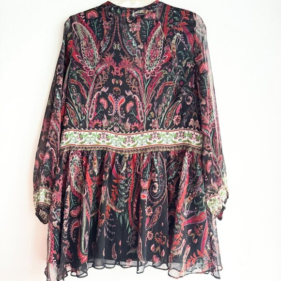 Zara Paisley Print Chiffon Babydoll Mini Dress XS - Picture 4 of 9
